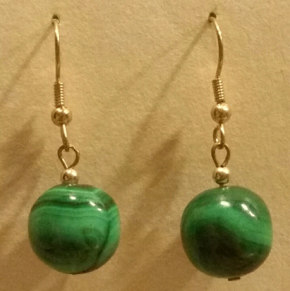 Genuine Malachite Earrings - Picture 1 of 1