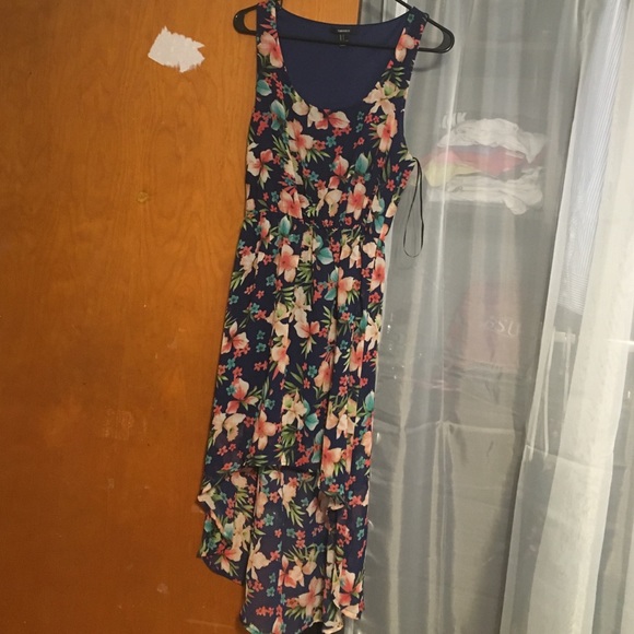 Forever21 tropical floral high low dress S