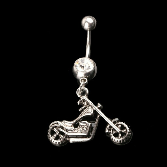 Hanging motorcycle belly button ring