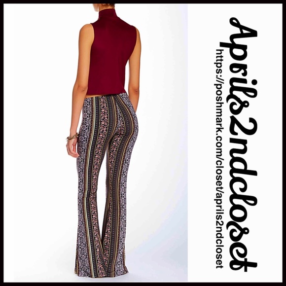 BOHO PANTS Flared Leg Print Pants - Picture 2 of 4
