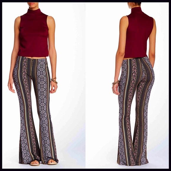 BOHO PANTS Flared Leg Print Pants - Picture 3 of 4