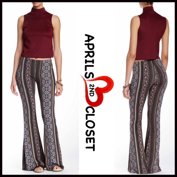 Boutique Pants - BOHO PANTS Flared Leg Print Pants