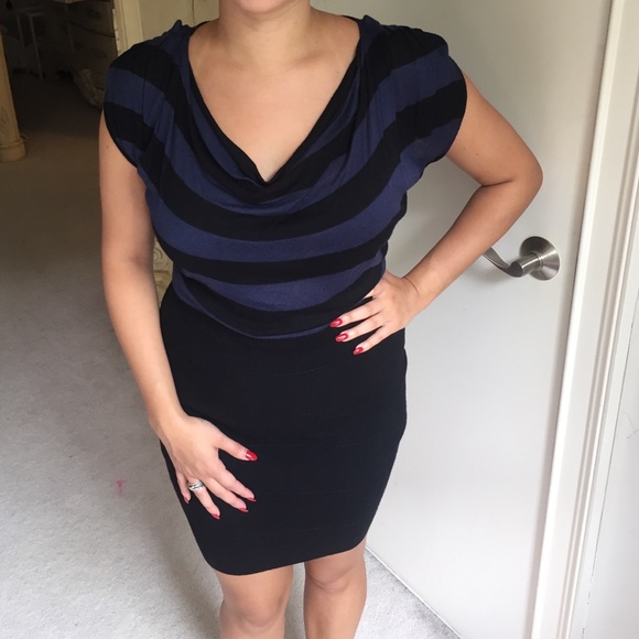 🍀Cowl Neck Detail Knit Pencil Skirt Dress