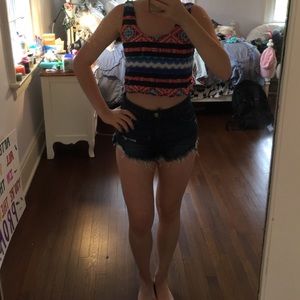 Aztec patterned cropped tank top