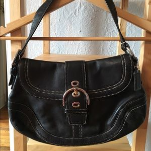 Black leather Coach handbag