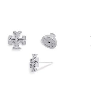 Tory Burch Logo Studs in silver