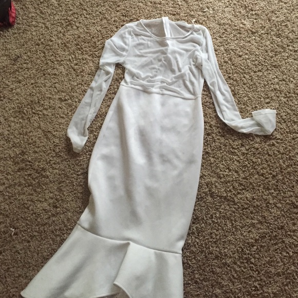 All white sexy fishtail dress