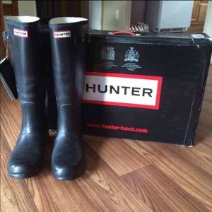 Tall Matte Black Hunter Boots