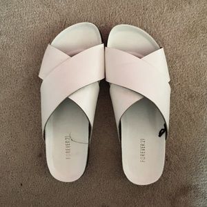 White slip on slides