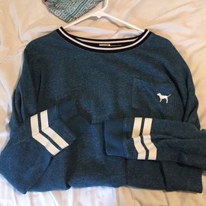 Greenish blue varsity sweatshirt from PINK