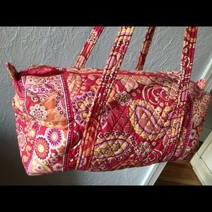 Pink and yellow paisley small travel duffel