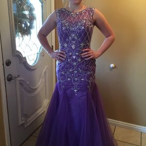 Stunning purple rhinestone prom/pageant dress