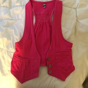 Fuchsia denim vest
