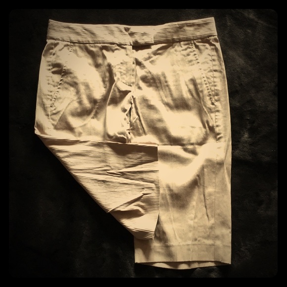 Theory Camel Striped Capri Pants