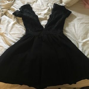 Black lace fit and flare dress