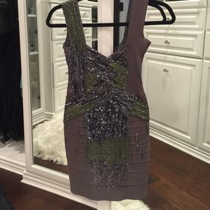 Herve Leger embellished mini dress