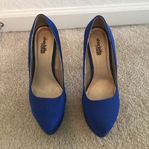 Royal blue suede pumps