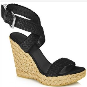 Stuart Weizman size 6.5 black rope wedges