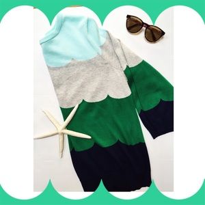 NWT Waves Scallop striped sweater