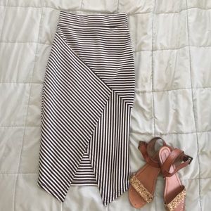 Black and white stripe skirt with front cut out
