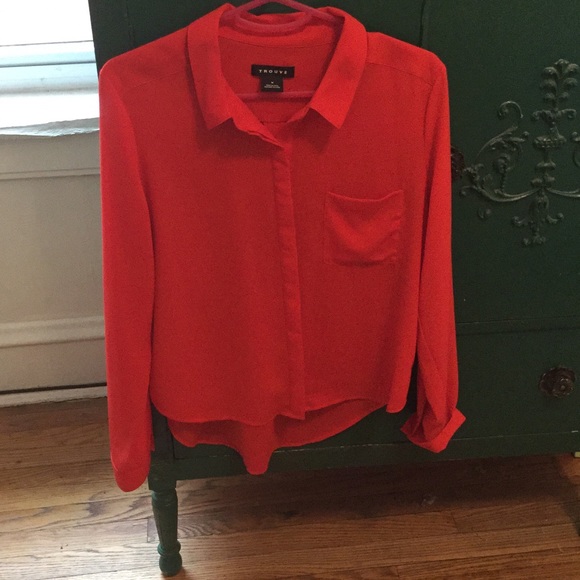 Tomato red Trouvé button down blouse - Picture 1 of 1