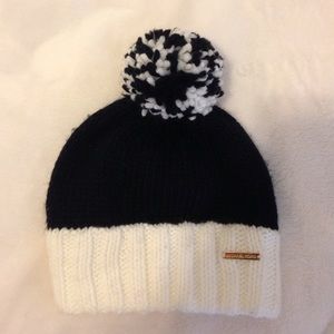 Michael Kors black and white pompom hat