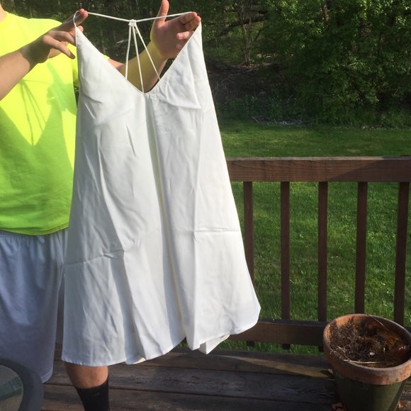 White lined strappy pullover dress size L