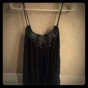 Black floral tank top