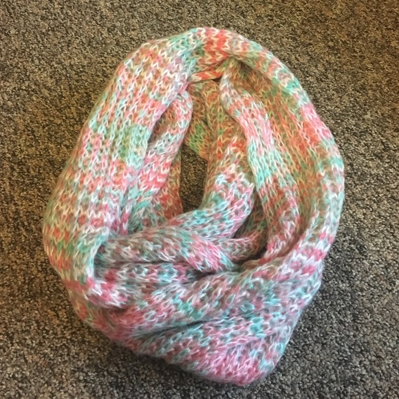 Mint and pink knitted scarf!