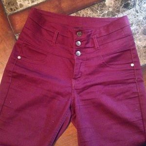 Maroon high waisted skinny jeans