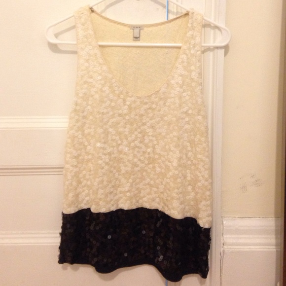 J.crew sequin top black and white - Picture 1 of 3