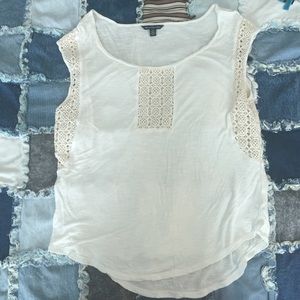 American Eagle Creme-colored Crochet Tee