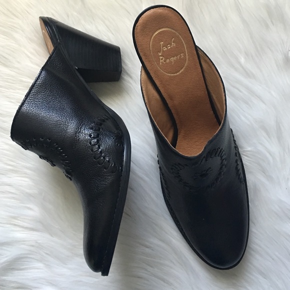 Jack Rogers Shoes - Jack Rogers Black Leather Mule
