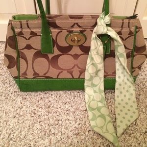Coach purse with coach silk scarf tie