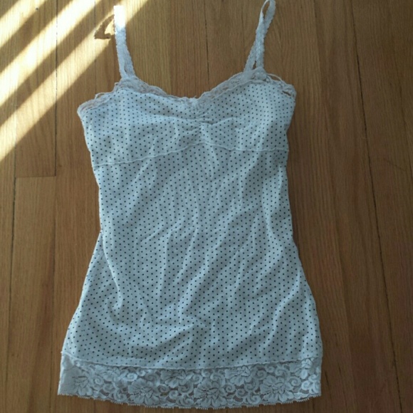 Polka dot lace trim tank top size M