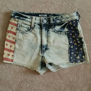 High Rise Acid Wash Denim Shorts