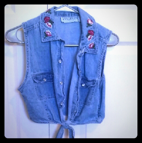 Denim Rose Embroidered vest