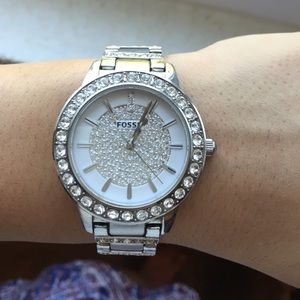 Silver fossil watch