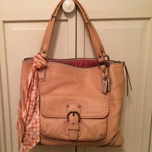 Coach leather tote bag with coordinating silk tie