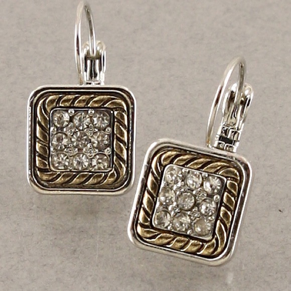 Rhodium tone square earrings - Picture 2 of 4