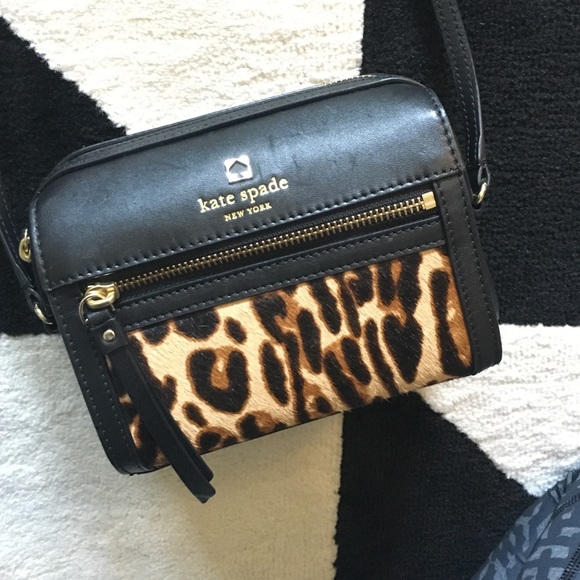 Kate Spade black and leopard camera crossbody
