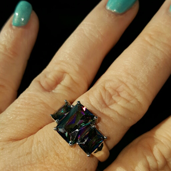Rainbow Topaz size 8 ring 925