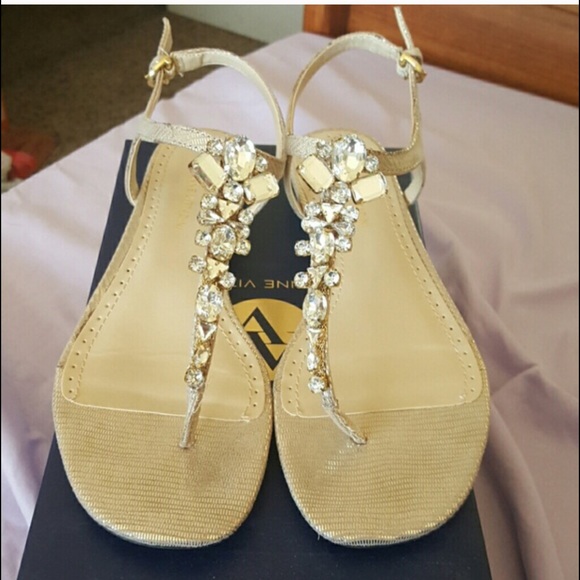 Gold jeweled sandals