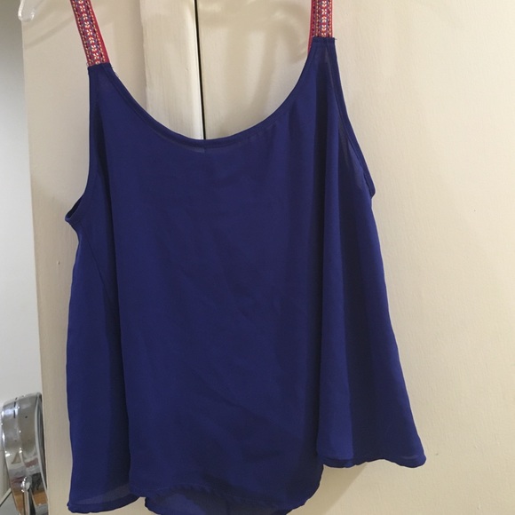 Blue tribal Silk tank
