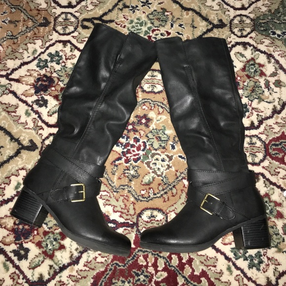 Black leather boots