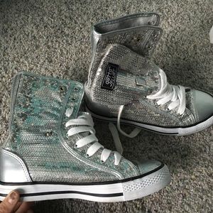 Super high top sequin shoes