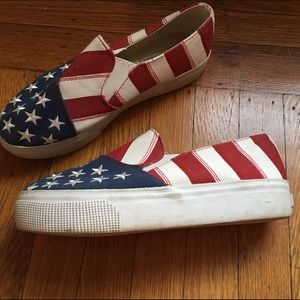 American flag platform shoe