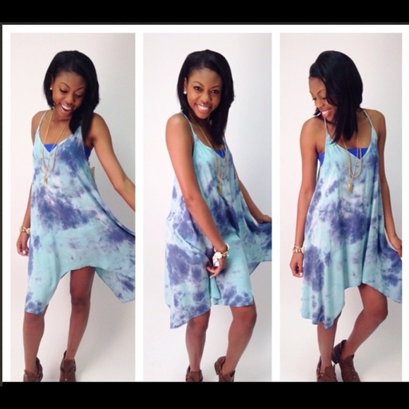 Tie die high low dress