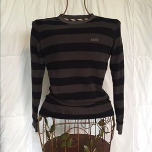Vans gray and black striped long sleeve crew neck