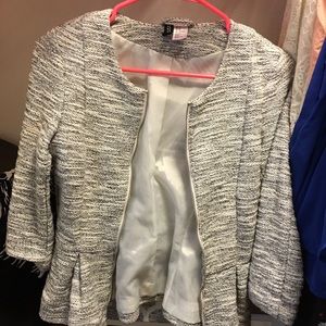 Gray black and white colored blazer/jacket